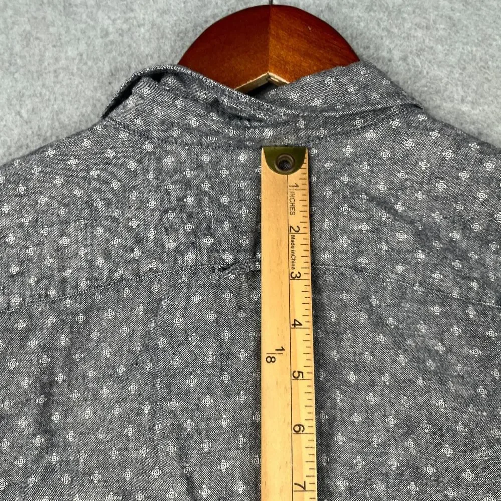 Banana Republic Linen Slim Fit Shirt Gray Casual Button Up Short Sleeve Mens M